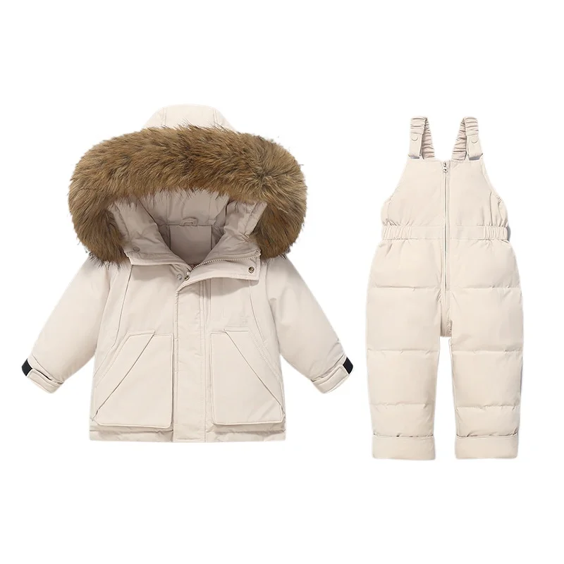 -30Degree 2Pcs Set Children Winter Down Jacket and Jumpsuit Thicken Boy Girls Ski Suit Real Fur Collar Warm Kids Snowsuit
-30Degree 2Pcs Set Children Winter Down Jacket and Jumpsuit Thicken Boy Girls Ski Suit Real Fur Collar Warm Kids Snowsuit