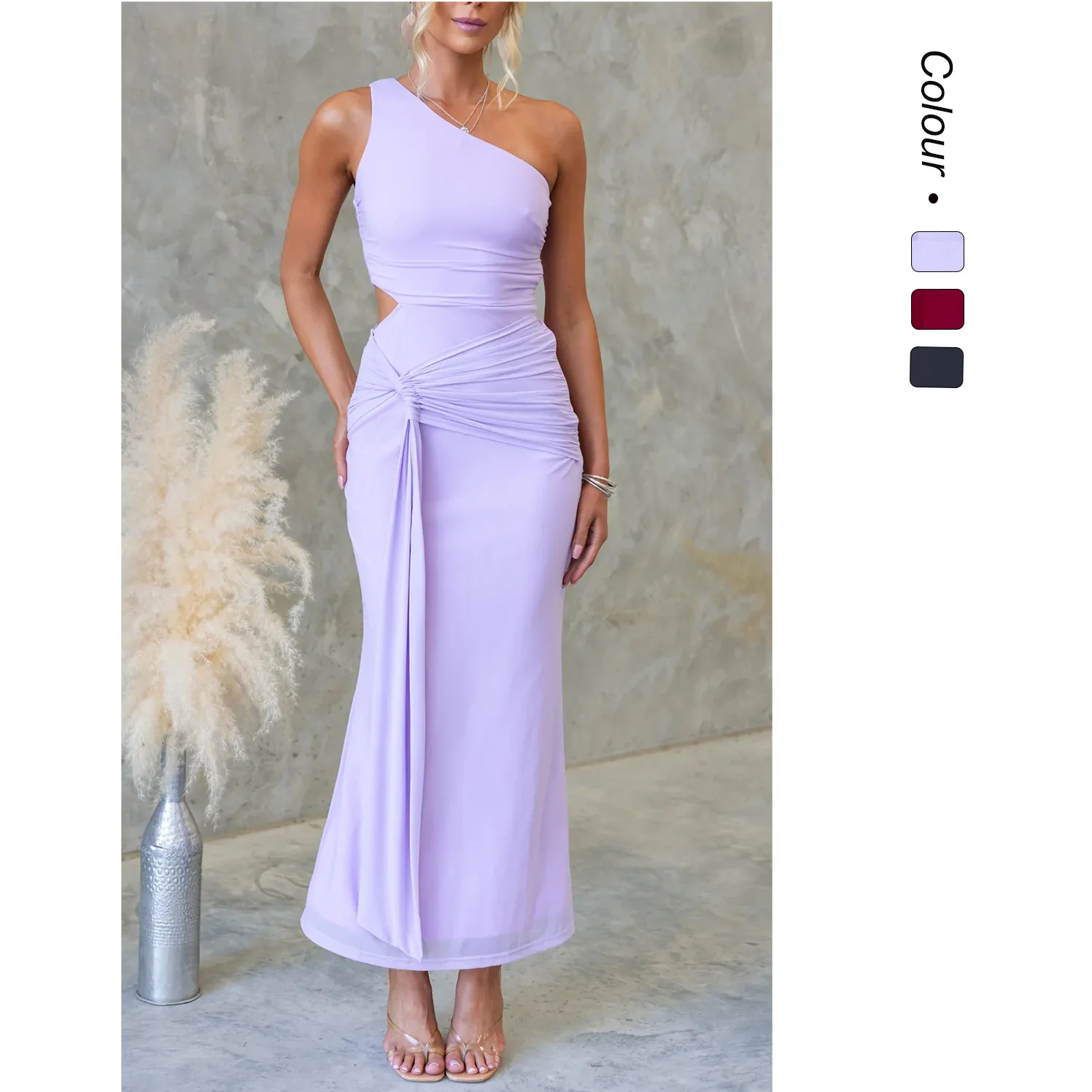 Women's summer elegant temperament single shoulder sexy mesh lace-up dress
Women's summer elegant temperament single shoulder sexy mesh lace-up dress