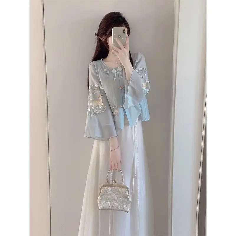 New Chinese Style Sweet Design Sensation Women's Hanfu Shirt Half Skirt Beautiful Set Popular This Year Online Exclusive Pure...
New Chinese Style Sweet Design Sensation Women's Hanfu Shirt Half Skirt Beautiful Set Popular This Year Online Exclusive Pure...