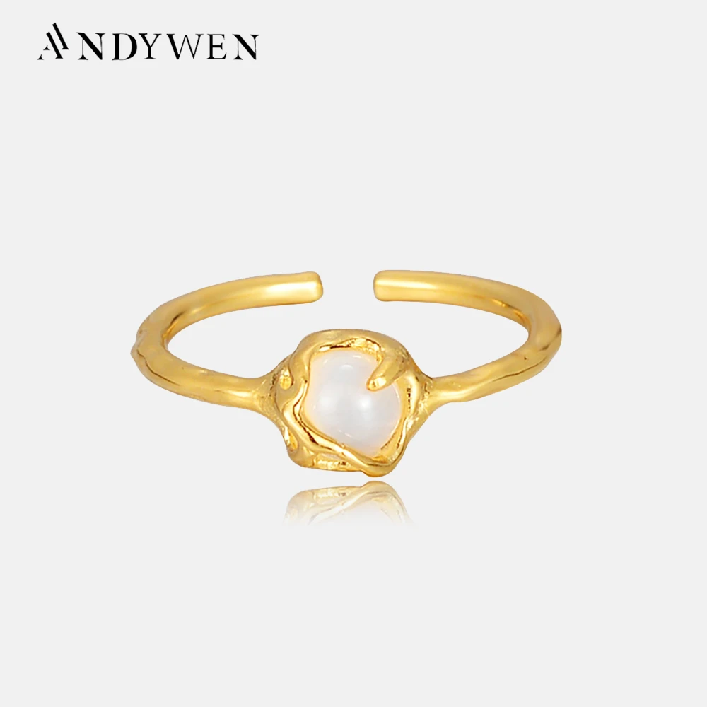 ANDYWEN 100% 925 пробы Серебряное золото Белый Агат регулируемое кольцо женские роскошные изысканные ювелирные изделия
ANDYWEN 100% 925 пробы Серебряное золото Белый Агат регулируемое кольцо женские роскошные изысканные ювелирные изделия