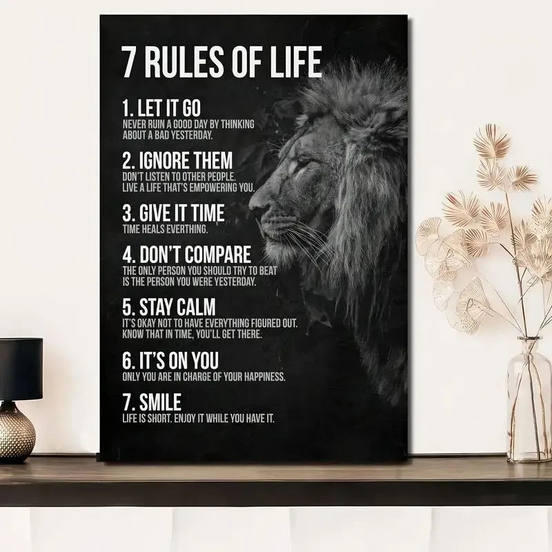 Black And White Lion Inspirational Poster, 7 Life Rules Of Inspirational Quotes, Wall Art, Bedroom, Boy'S Room, Family Office
Black And White Lion Inspirational Poster, 7 Life Rules Of Inspirational Quotes, Wall Art, Bedroom, Boy'S Room, Family Office