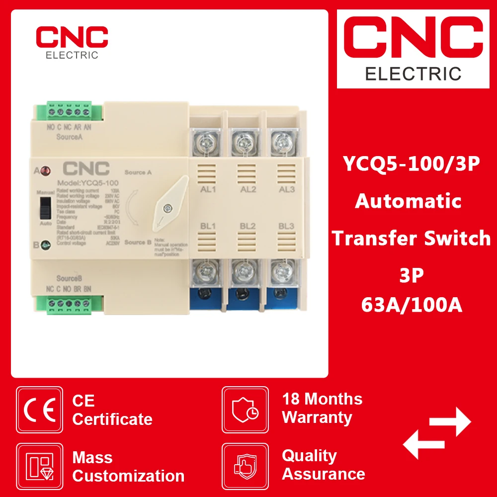 CNC 3P 220V Din Rail Mini ATS фотоэлектрический автоматический переключатель непрерывного питания 63a/A
CNC 3P 220V Din Rail Mini ATS фотоэлектрический автоматический переключатель непрерывного питания 63a/A