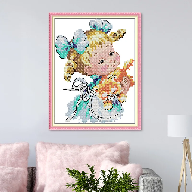 Maydear Full Cross Stitch Kit, 11CT/14CT/16CT/9CT Aida Fabric,DMC Threads Sewing Pattern Embroidery Set-Girl and kitten
Maydear Full Cross Stitch Kit, 11CT/14CT/16CT/9CT Aida Fabric,DMC Threads Sewing Pattern Embroidery Set-Girl and kitten