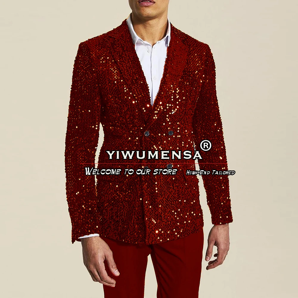 Burgundy Groom Wedding Tuxedo Men Formal Suits Slim Fit Sparkly Sequins Jacket With Pants 2 Pieces Prom Party Banquet Blazer Set
Burgundy Groom Wedding Tuxedo Men Formal Suits Slim Fit Sparkly Sequins Jacket With Pants 2 Pieces Prom Party Banquet Blazer Set