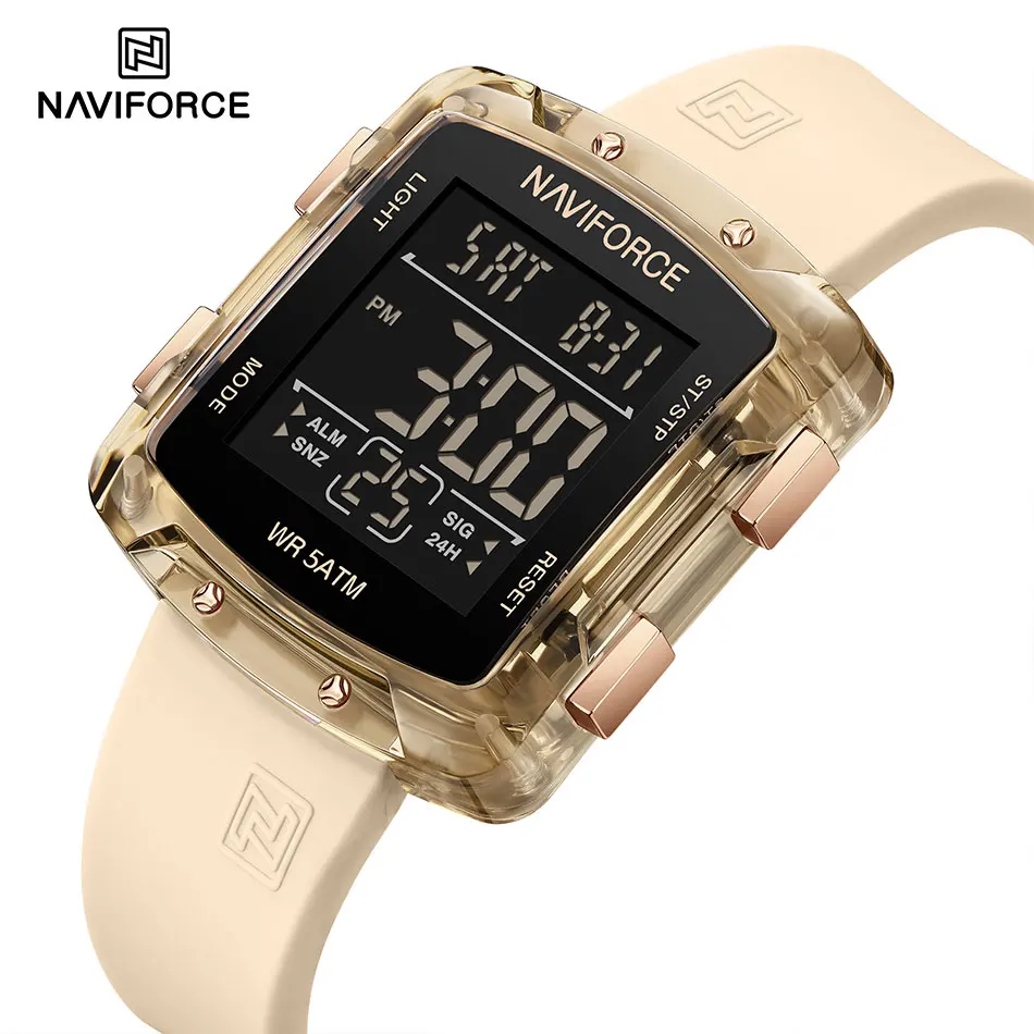 NAVIFORCE Sport LCD Digital Watches for Women Simple Square Dial Electronic Watch Silicone Band Fashion Casual Women's Watch
NAVIFORCE Sport LCD Digital Watches for Women Simple Square Dial Electronic Watch Silicone Band Fashion Casual Women's Watch