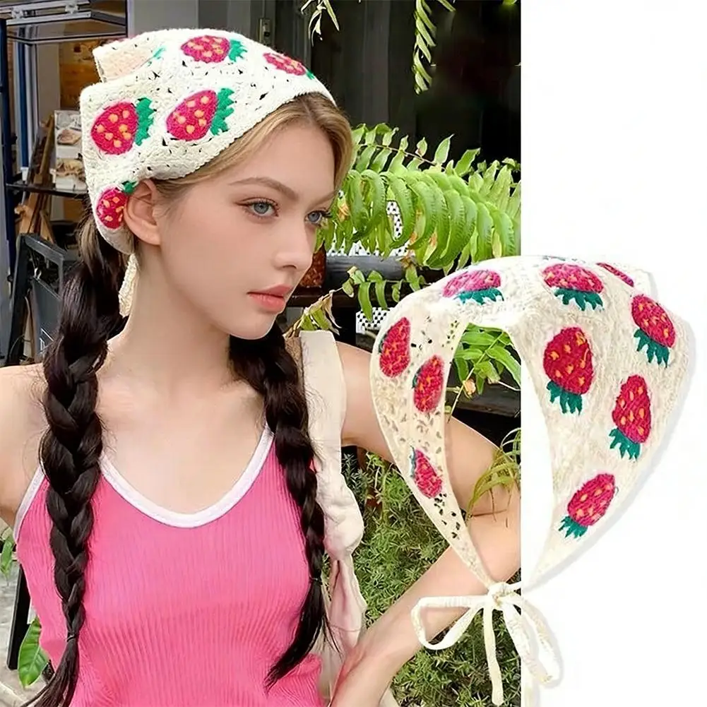 Vintage Cottagecore Crochet Head Scarf Women Summer Retro Strawberry Triangle Bandana Floral Knit Hair Accessories Headband 1PCS
Vintage Cottagecore Crochet Head Scarf Women Summer Retro Strawberry Triangle Bandana Floral Knit Hair Accessories Headband 1PCS