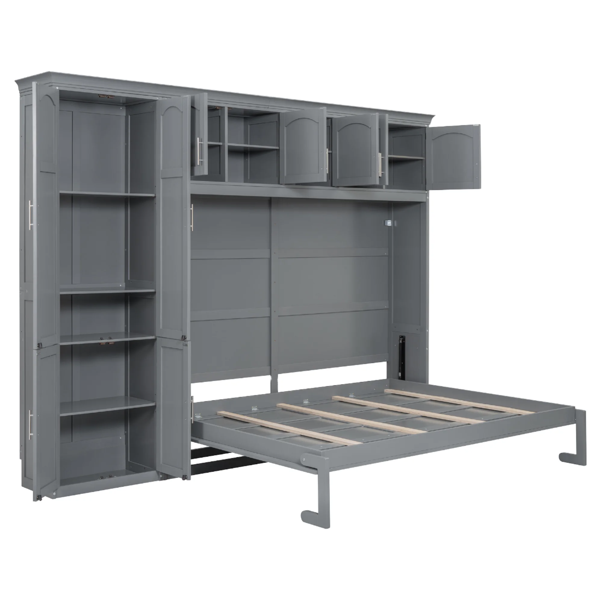 Size Gray Modern Wood Murphy Wall Bed with Wall Cabinets and Folded Design
Size Gray Modern Wood Murphy Wall Bed with Wall Cabinets and Folded Design