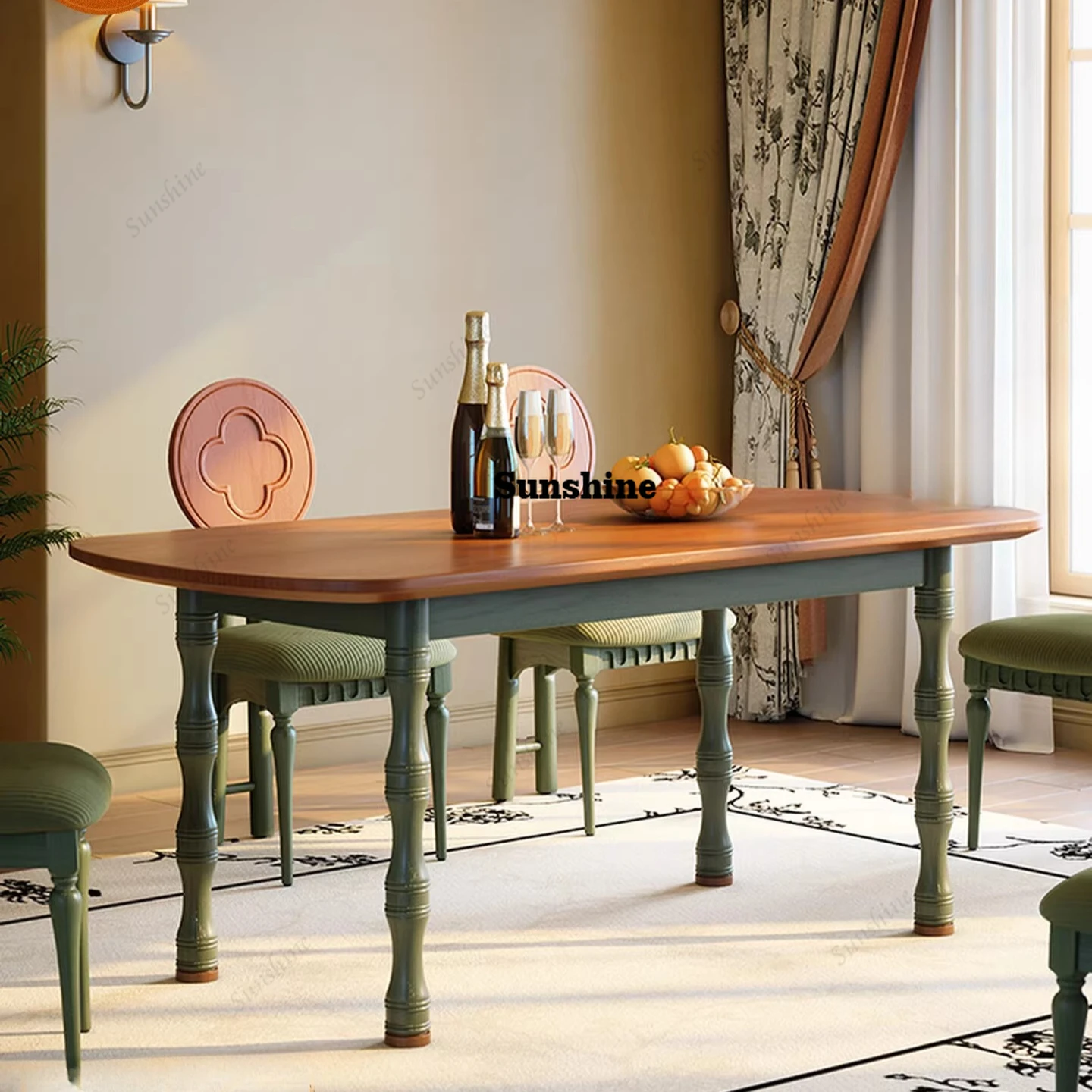 French retro small apartment solid wood dining table household simple dining table
French retro small apartment solid wood dining table household simple dining table
