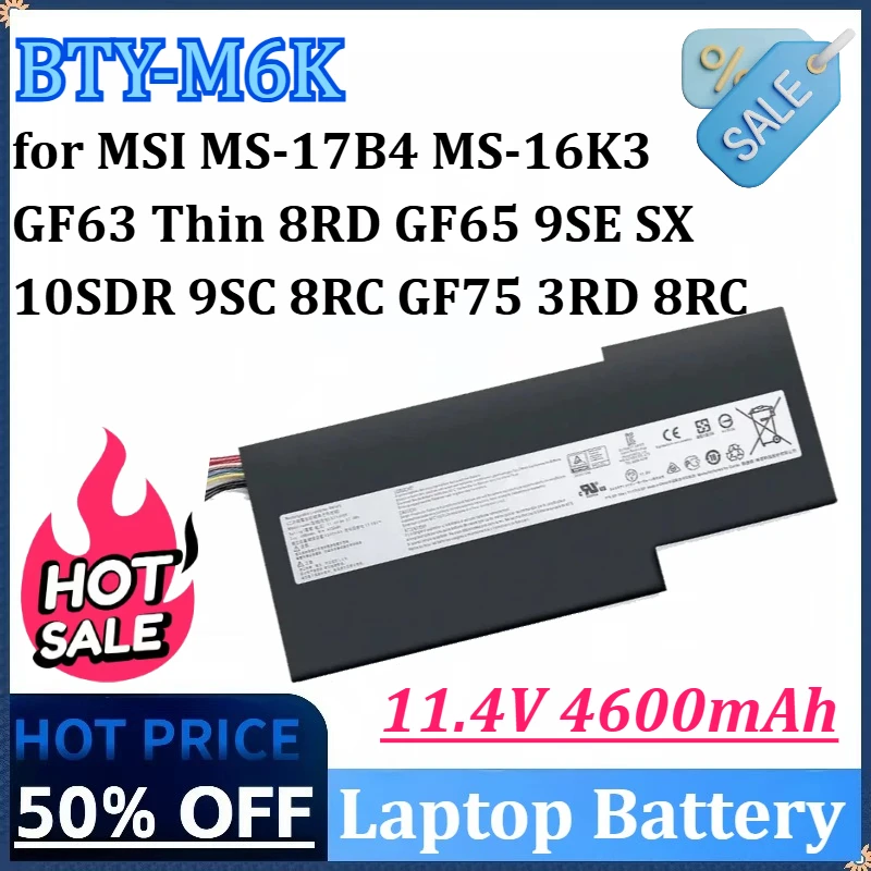 Новый аккумулятор высокой емкости BTY-M6K 11,4 В 4600 мАч для ноутбука MSI MS-17B4 MS-16K3 GF63 ThinGF65 9SE SX 10SDR 9SC 8RC GF75 3RD 8RC
Новый аккумулятор высокой емкости BTY-M6K 11,4 В 4600 мАч для ноутбука MSI MS-17B4 MS-16K3 GF63 ThinGF65 9SE SX 10SDR 9SC 8RC GF75 3RD 8RC