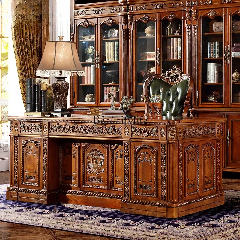 FG26Luxury American Style Solid Wood White Wax Large Desk European President Office Boss Desk
FG26Luxury American Style Solid Wood White Wax Large Desk European President Office Boss Desk