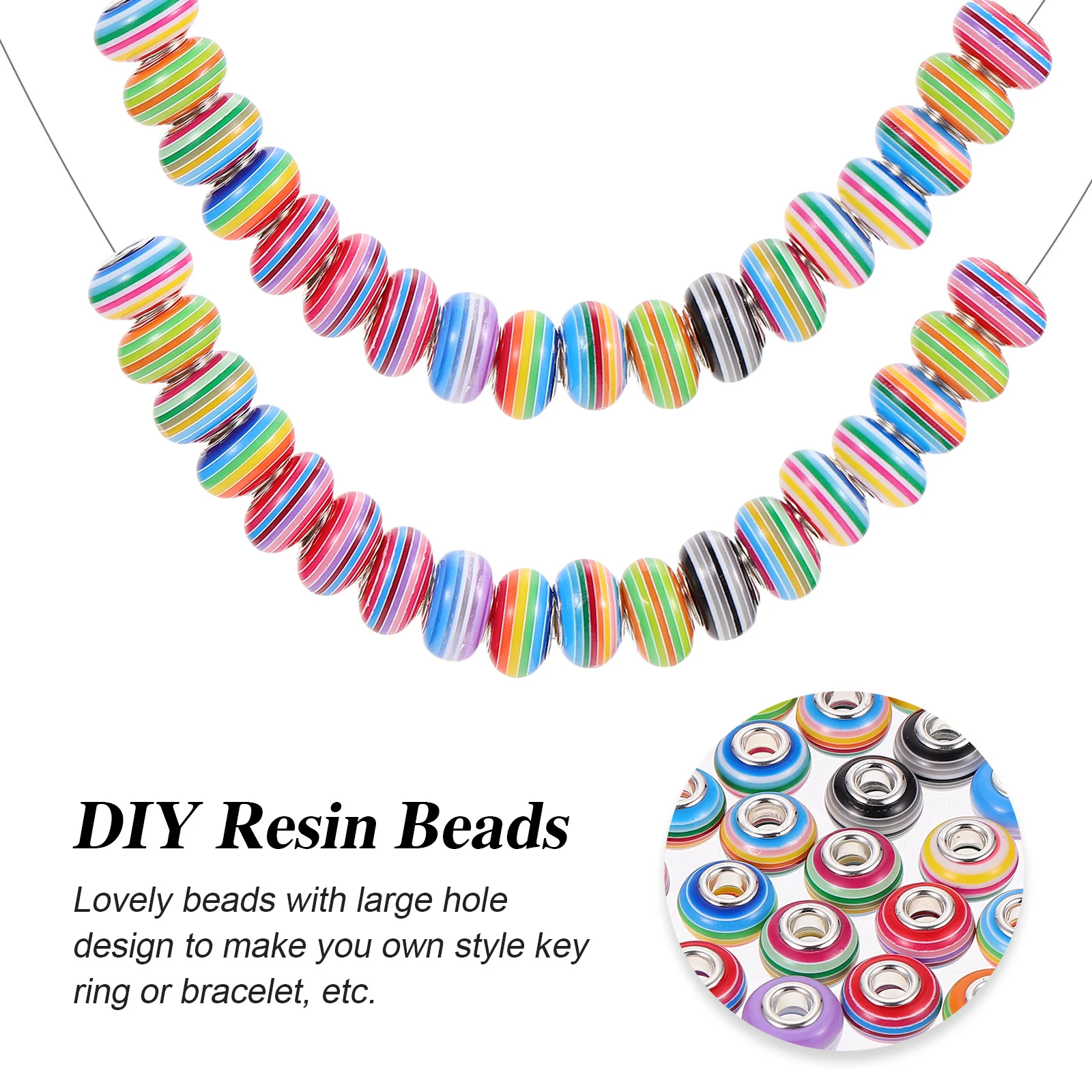 50Pcs Large Hole Resin Round Beads Jewelry DIY Kit Rainbow Stripe Pattern Beads for Bracelets Necklaces Art Craft
50Pcs Large Hole Resin Round Beads Jewelry DIY Kit Rainbow Stripe Pattern Beads for Bracelets Necklaces Art Craft