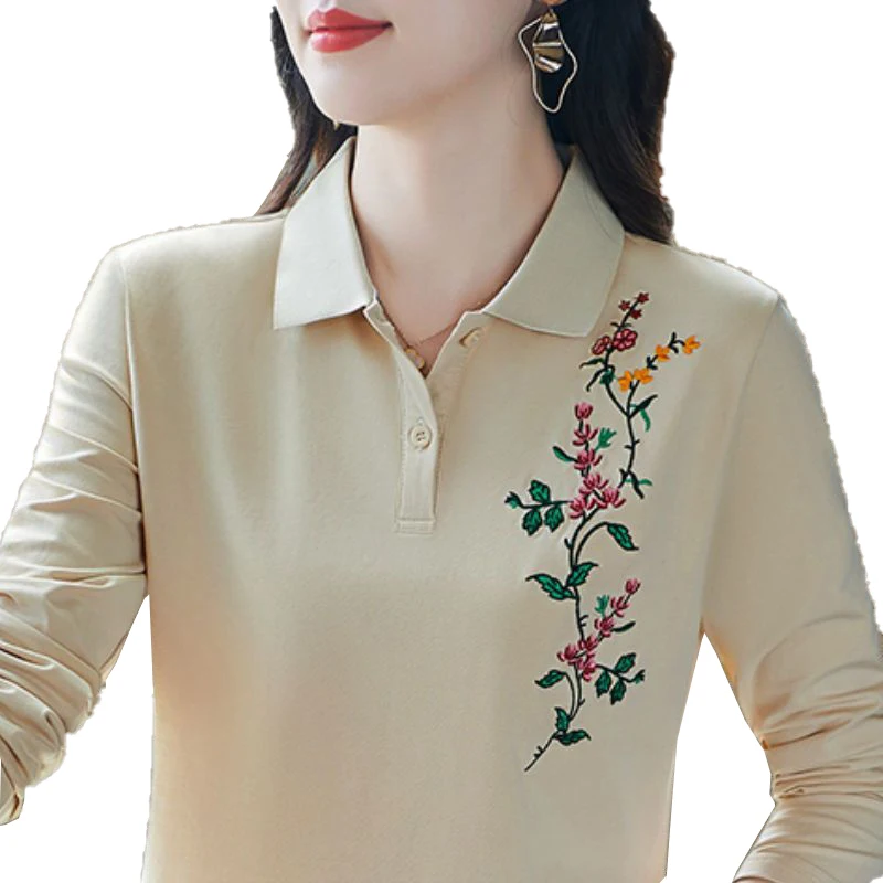 100% Cotton Women Embroidery Long Sleeve T Shirt With Collar Middle Aged Lady Elegant Basic Tees Fashion Office Work Wear Office
100% Cotton Women Embroidery Long Sleeve T Shirt With Collar Middle Aged Lady Elegant Basic Tees Fashion Office Work Wear Office