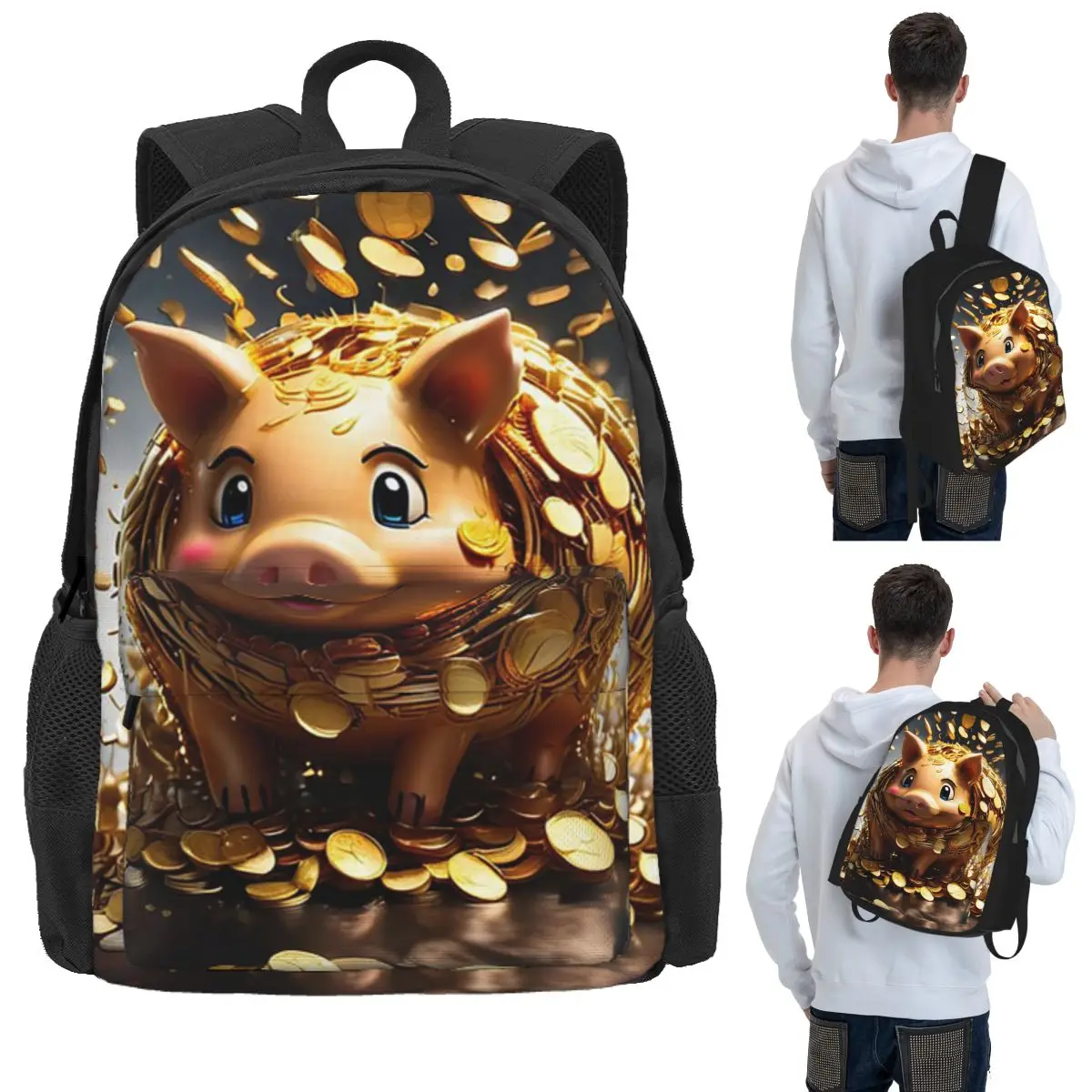 Gold Coins Flying Cute Golden Piggybank Student Backpack School Bag Hiking Travel Daypack for Boys Girls Bookbag Shoulder Bags
Gold Coins Flying Cute Golden Piggybank Student Backpack School Bag Hiking Travel Daypack for Boys Girls Bookbag Shoulder Bags