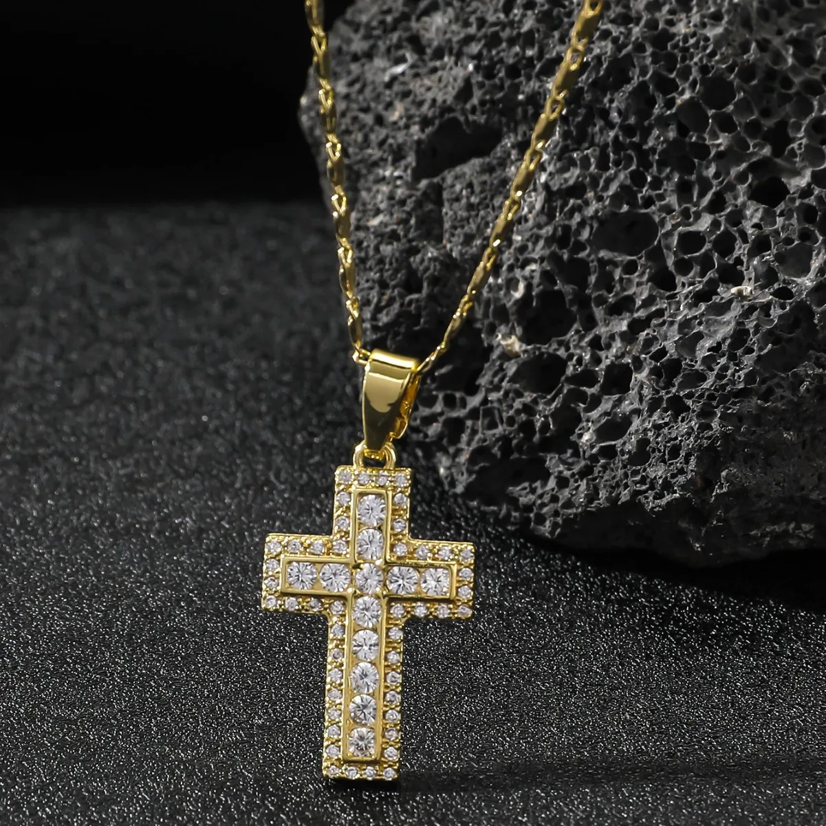 Роскошное ожерелье с кулоном в виде креста из чистого золота 24K 9999 пробы с бриллиантами, для мужчин и женщин.
Роскошное ожерелье с кулоном в виде креста из чистого золота 24K 9999 пробы с бриллиантами, для мужчин и женщин.