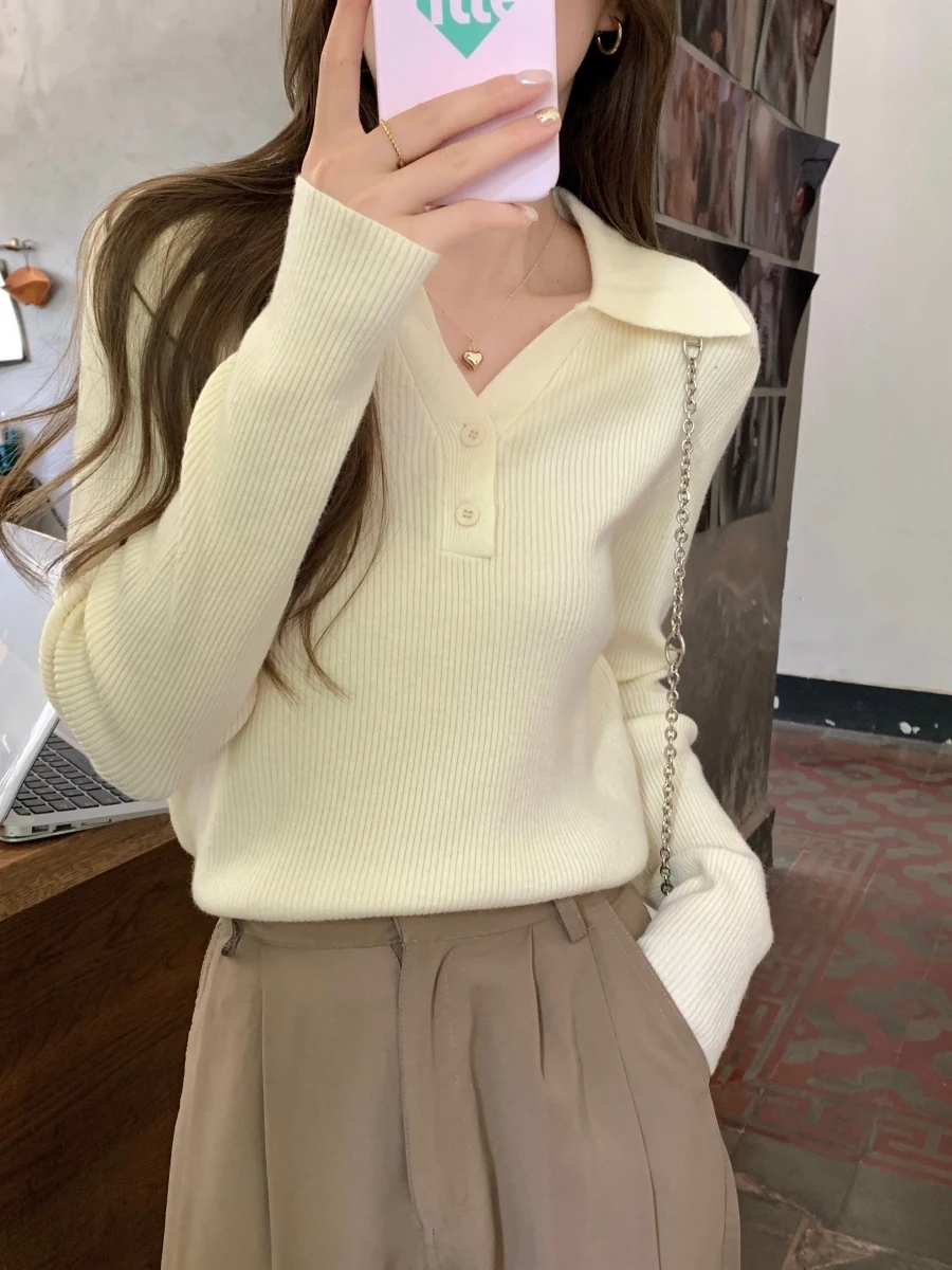 Elegant V-Neck Knitwear Long Sleeve Women's Autumn Winter Inner Wear Beautiful Top French Style Soft Fabric Regular Fit
Elegant V-Neck Knitwear Long Sleeve Women's Autumn Winter Inner Wear Beautiful Top French Style Soft Fabric Regular Fit