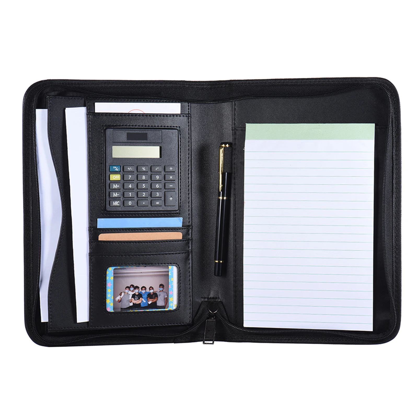Portable Professional Business Portfolio Folder Document Case Organizer A5 PU Leather Zippered Closure with Calculator Holder
Portable Professional Business Portfolio Folder Document Case Organizer A5 PU Leather Zippered Closure with Calculator Holder
