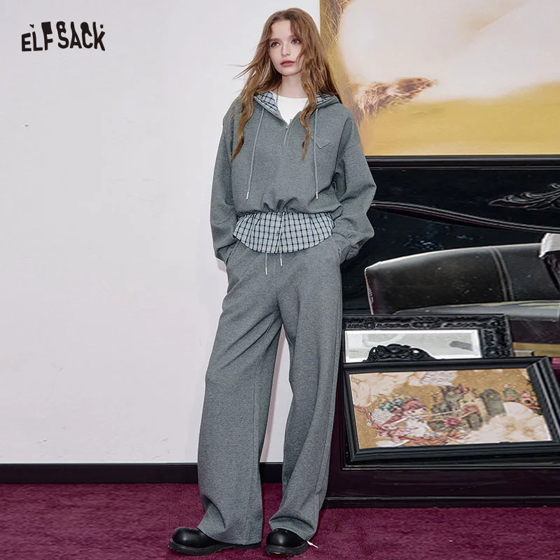 ELFSACK 2025, осенние новые поступления, повседневный ложный комплект из двух предметов, клетчатый лоскутный комплект с капюшоном для женщин
ELFSACK 2025, осенние новые поступления, повседневный ложный комплект из двух предметов, клетчатый лоскутный комплект с капюшоном для женщин