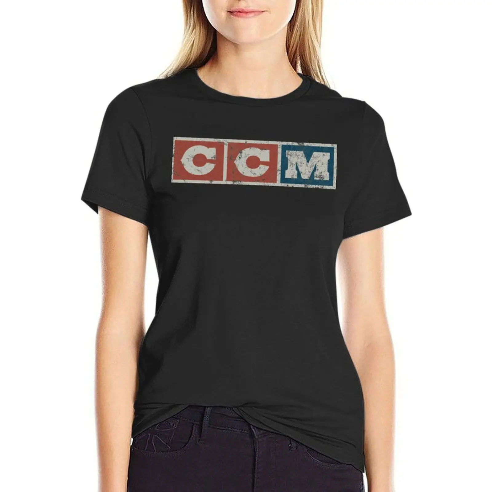 CCM logo Vintage Distressed T-Shirt customs design your own plain Blouse customizeds T-shirt Women
CCM logo Vintage Distressed T-Shirt customs design your own plain Blouse customizeds T-shirt Women