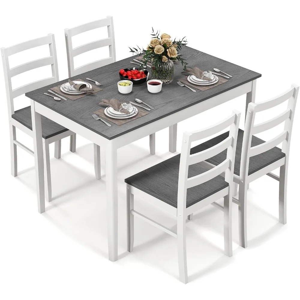 Dining Table Set for 4, Wood Kitchen Table Chairs Set with Rubber Wood Legs, Modern 5-Piece Dinette Set for Small Place
Dining Table Set for 4, Wood Kitchen Table Chairs Set with Rubber Wood Legs, Modern 5-Piece Dinette Set for Small Place