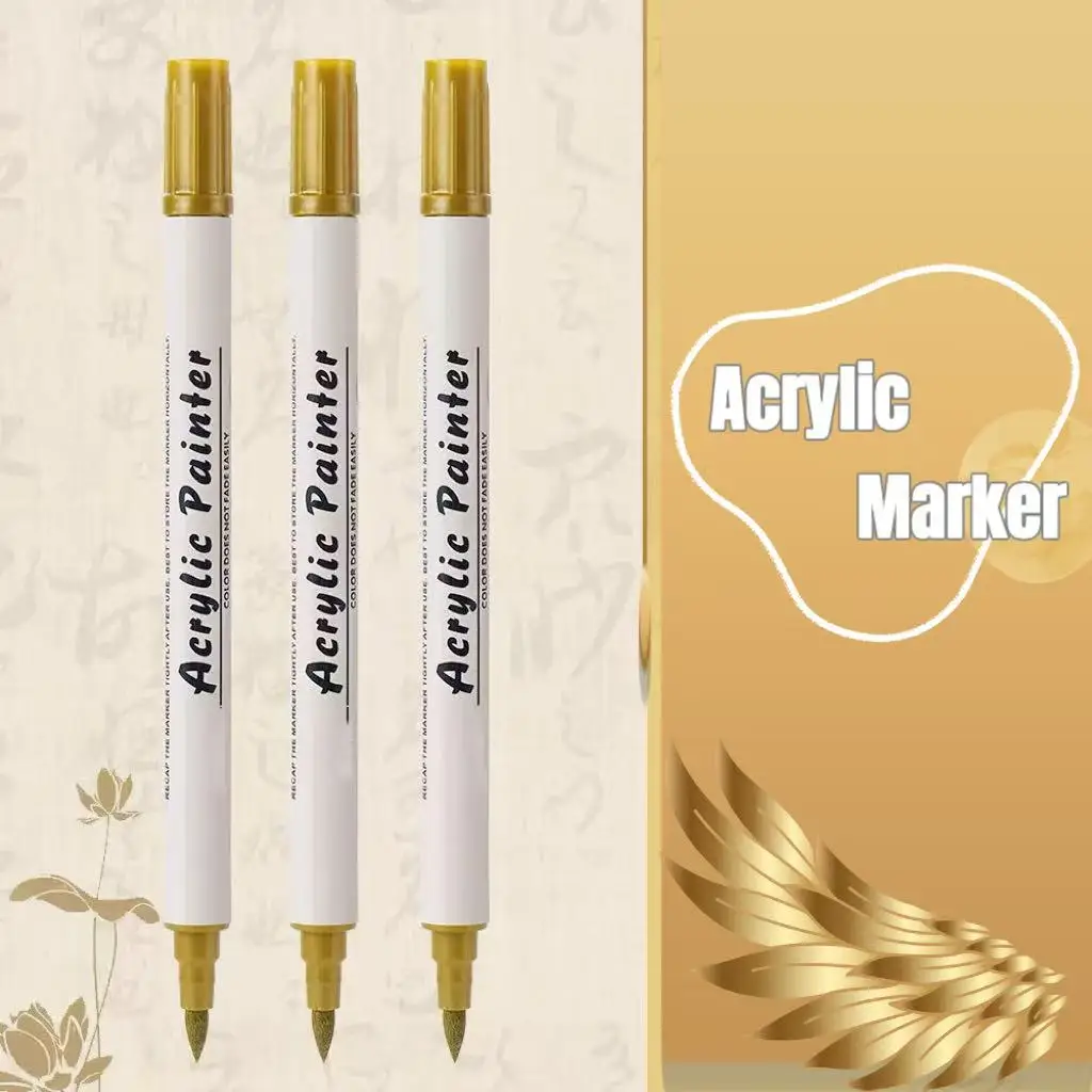 5pcs Golden Acrylic Paint Marker Dual Tip Brush & Fine Tip Metallic Golden Paint Pen for Art Craft Drawing
5pcs Golden Acrylic Paint Marker Dual Tip Brush & Fine Tip Metallic Golden Paint Pen for Art Craft Drawing