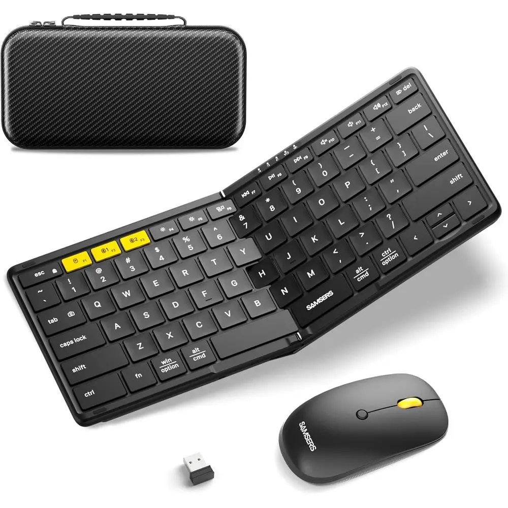 Dual Connectivity 2.4G & Bluetooth 5.0 Keyboard Mouse Combo, Full-Size Travel Keyboard & Portable Wireless Mouse, Compatible wit
Dual Connectivity 2.4G & Bluetooth 5.0 Keyboard Mouse Combo, Full-Size Travel Keyboard & Portable Wireless Mouse, Compatible wit
