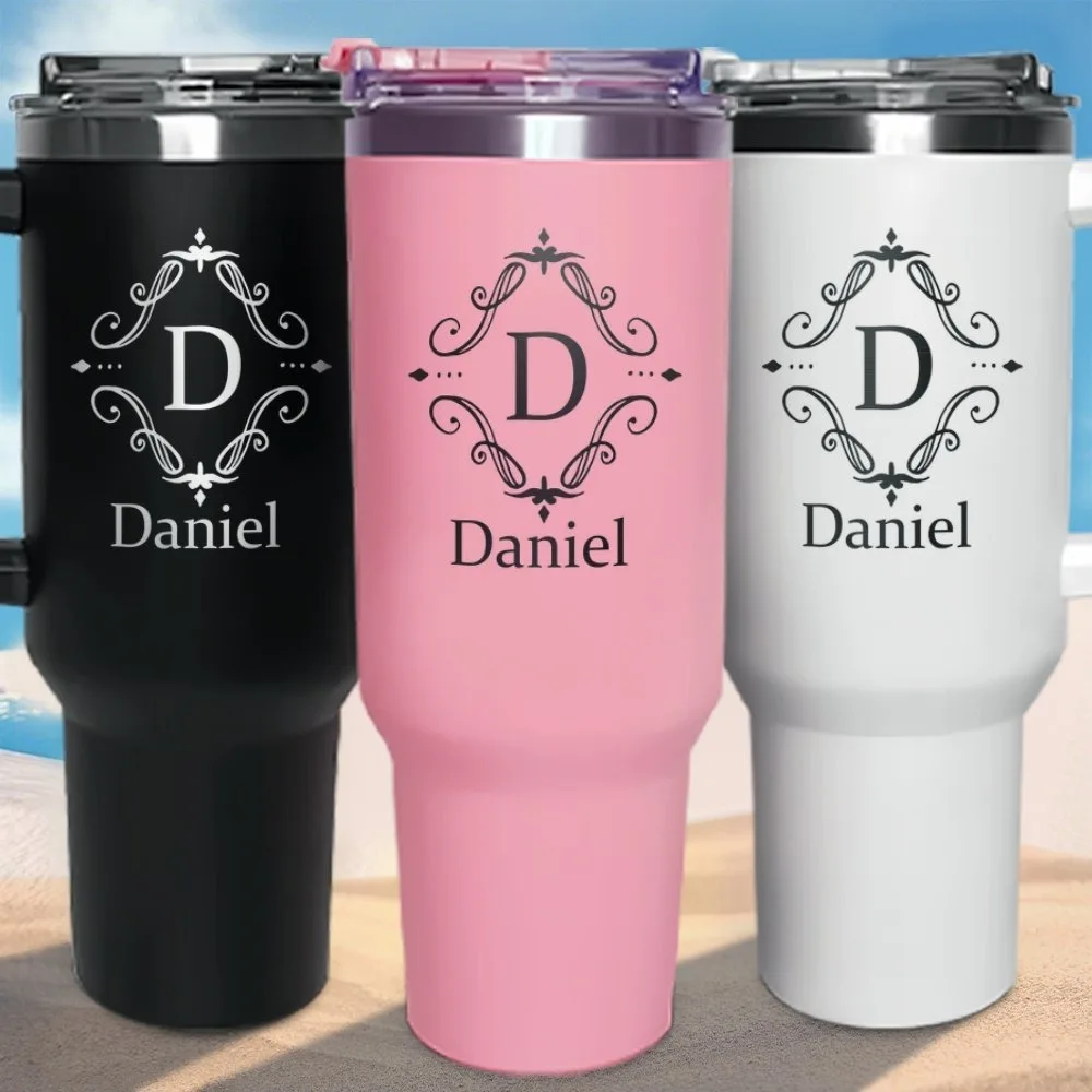 26 Letters Personalized Name 40oz Stainless Steel Mug Handle Straw, Outdoor Coffee Cup Gifts Women Men Birthday Mother's Day
26 Letters Personalized Name 40oz Stainless Steel Mug Handle Straw, Outdoor Coffee Cup Gifts Women Men Birthday Mother's Day