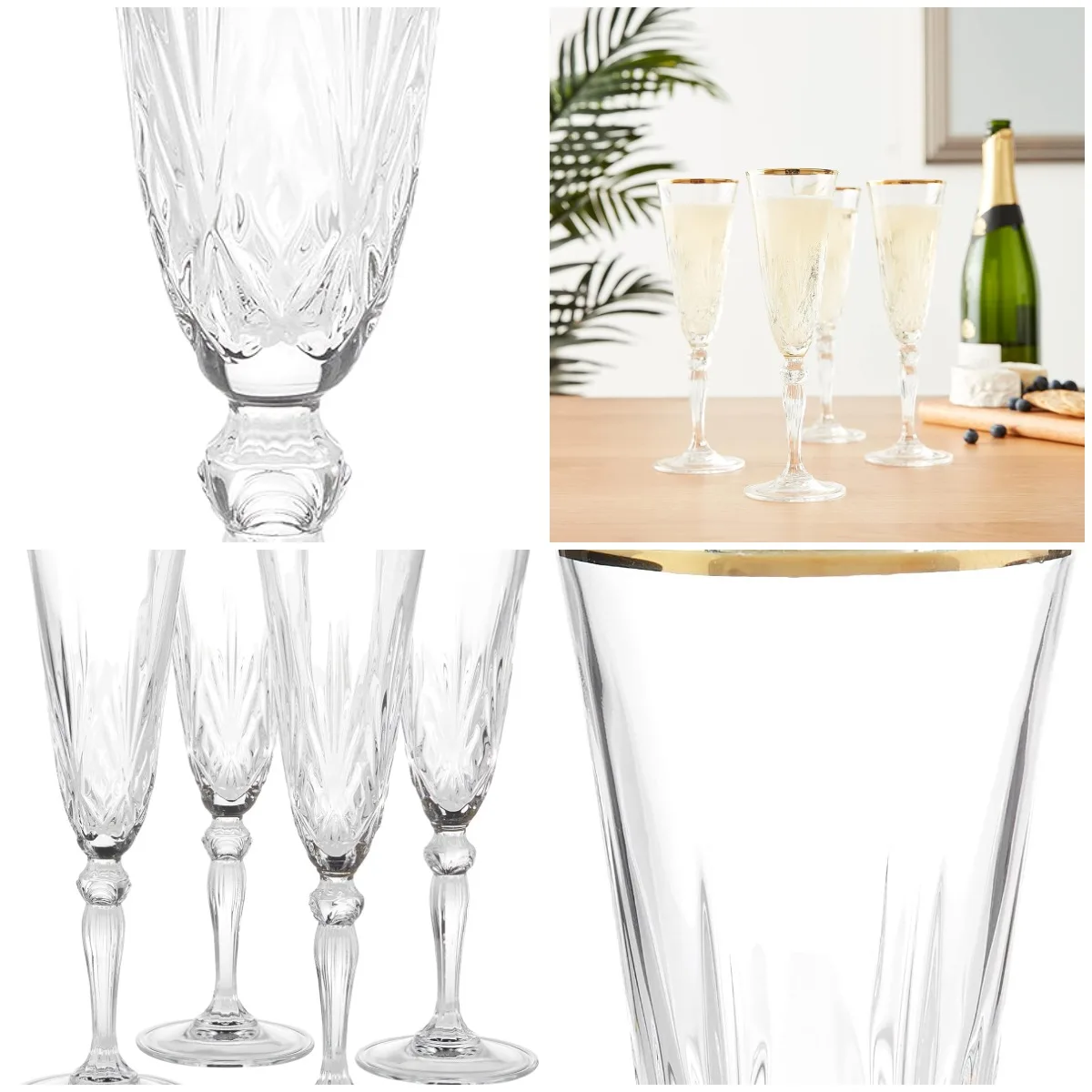 Siena Collection Crystal Flute Glass with Gold Band Design, Set of 4
Siena Collection Crystal Flute Glass with Gold Band Design, Set of 4