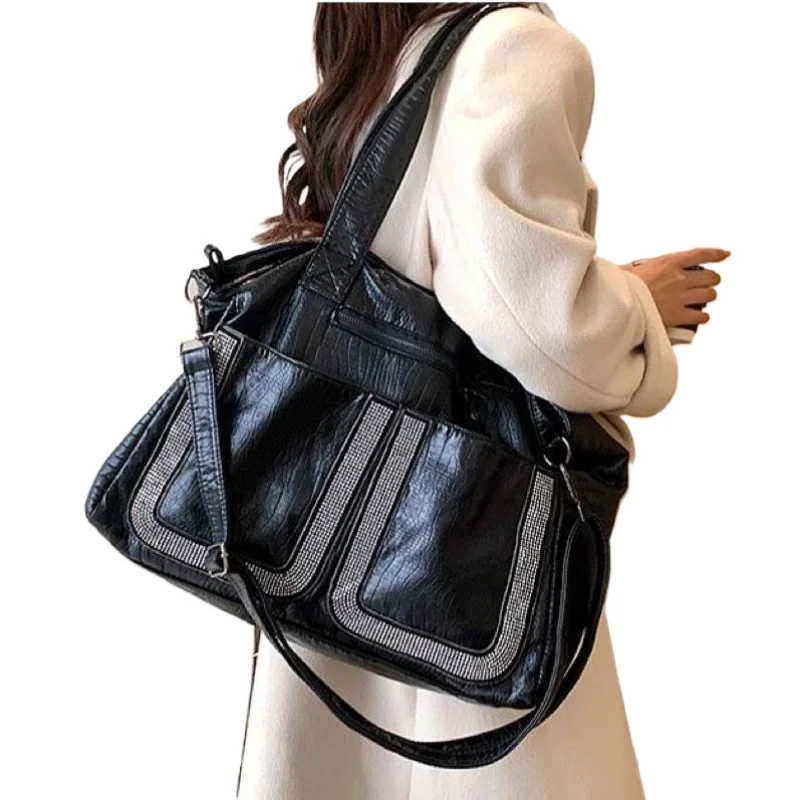 Leather Soft Leather with Diamond Foreign Style Handbag Korean Version of Large Capacity Single Shoulder Crossbody Women Bag
Leather Soft Leather with Diamond Foreign Style Handbag Korean Version of Large Capacity Single Shoulder Crossbody Women Bag