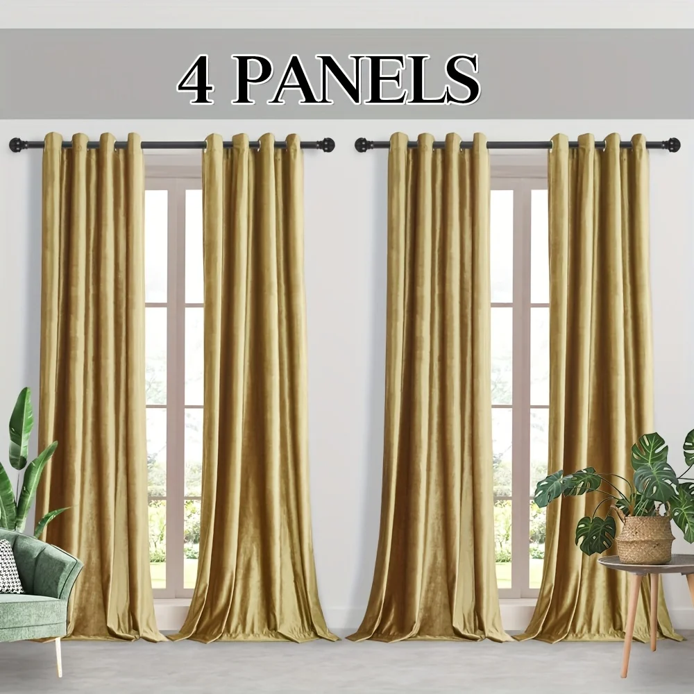 4 Panels Golden Velvet Curtains Living Room Thermal Window Drapes Darkening Decor Grommet Curtains for Bedroom Set Of 4
4 Panels Golden Velvet Curtains Living Room Thermal Window Drapes Darkening Decor Grommet Curtains for Bedroom Set Of 4
