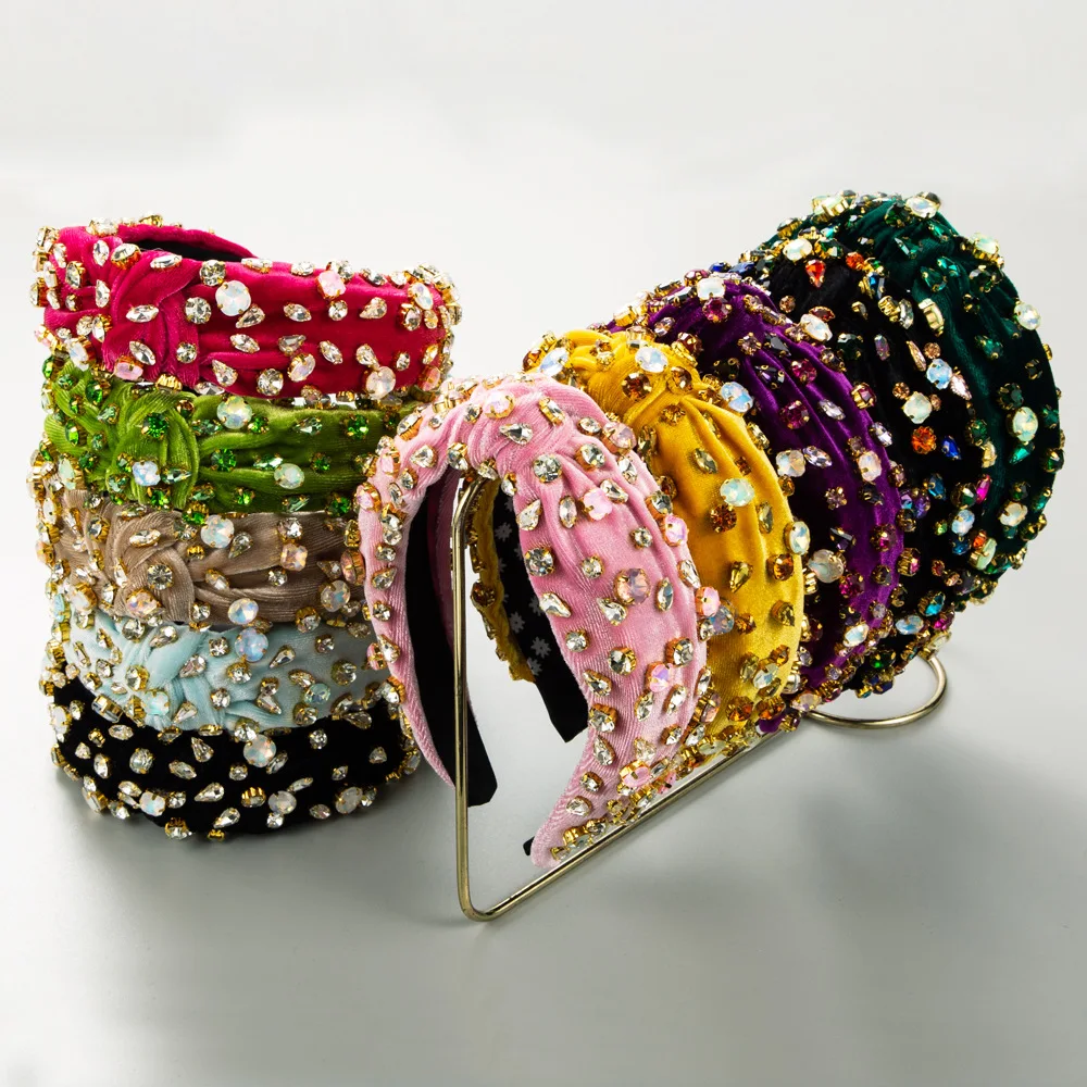 European and American Flannel Fabric Knotted Hair Hoop Starry Colorful Crystals Headband Mild Retro Hair Accessories
European and American Flannel Fabric Knotted Hair Hoop Starry Colorful Crystals Headband Mild Retro Hair Accessories