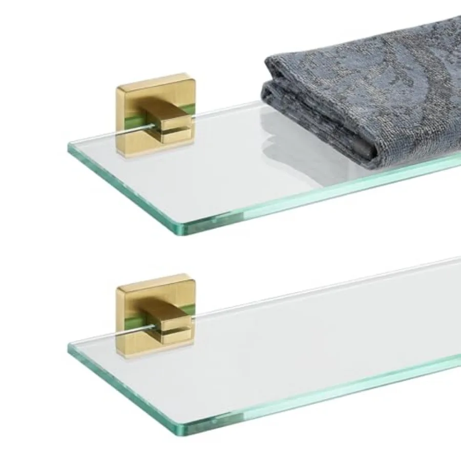 Bathroom Glass Shelf, Floating Tempered Glass Shower Storage by 5, 304 Stainless Wall Mount 2 Pack, TGS1L-BG-P2
Bathroom Glass Shelf, Floating Tempered Glass Shower Storage by 5, 304 Stainless Wall Mount 2 Pack, TGS1L-BG-P2