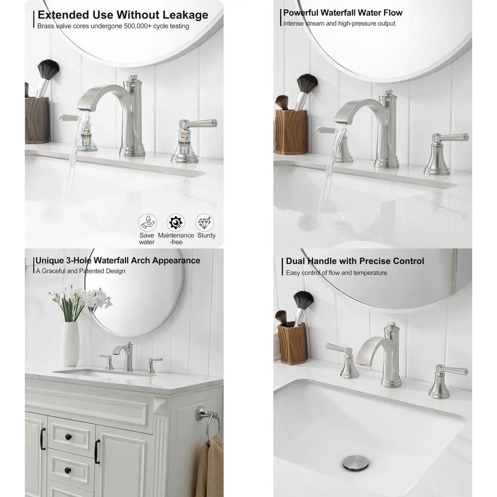 4-16 Inch 2-Handle Widespread Bathroom Sink Faucet with Pop-Up Drain and Supply Lines in Brushed Nickel
4-16 Inch 2-Handle Widespread Bathroom Sink Faucet with Pop-Up Drain and Supply Lines in Brushed Nickel