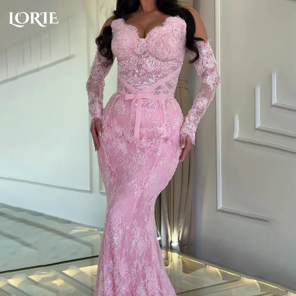 LORIE Shiny Lace Evening Dresses Elegant Off Shoulder Sweetheart Pleats Mermaid Arabia Prom Gown Ruffle Party Dresses Customized
LORIE Shiny Lace Evening Dresses Elegant Off Shoulder Sweetheart Pleats Mermaid Arabia Prom Gown Ruffle Party Dresses Customized