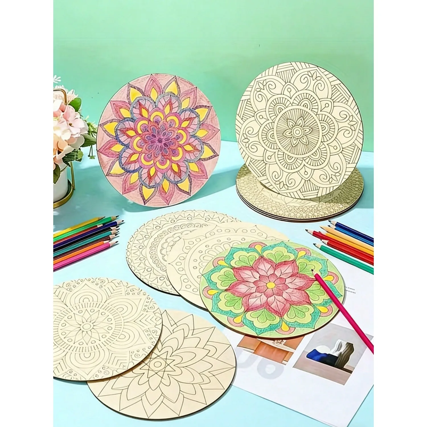 1/3/5pcs Hand-Painted Mandala Wooden Coasters, Unpainted Wood Block, Shipped Randomly, Can Be Hand-Painted. Ideal For Home Entertainment, Art And Crafts, Housewarming Gifts, Birthday Gifts, And Family Gatherings
1/3/5pcs Hand-Painted Mandala Wooden Coasters, Unpainted Wood Block, Shipped Randomly, Can Be Hand-Painted. Ideal For Home Entertainment, Art And Crafts, Housewarming Gifts, Birthday Gifts, And Family Gatherings