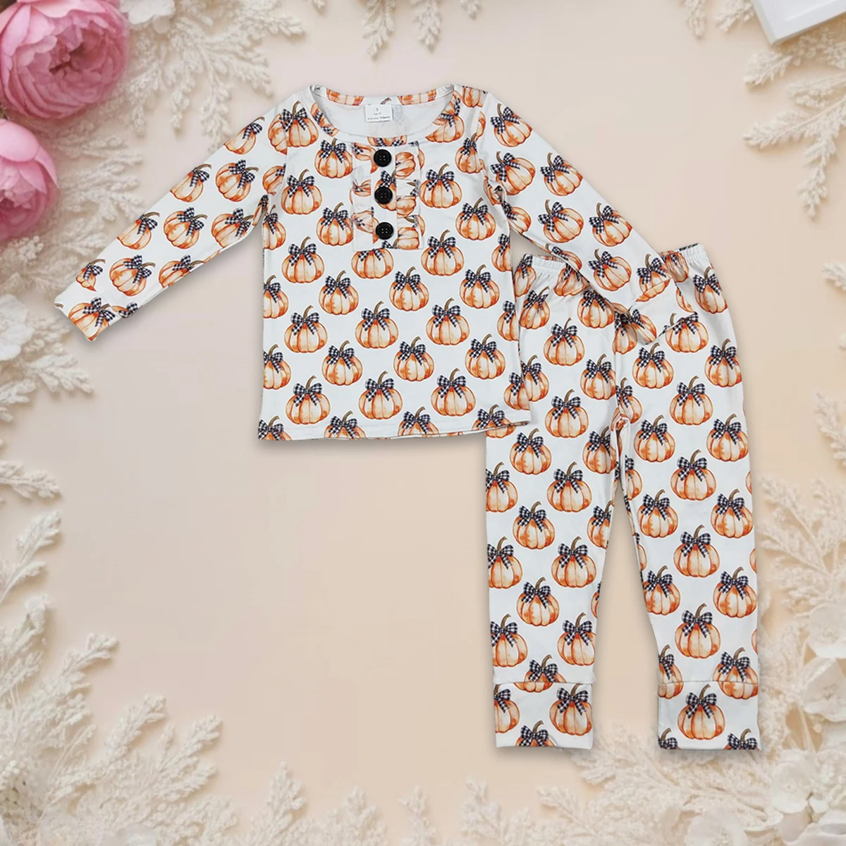 Hot Sale Baby Girls Fall Pajamas Set Thanksgiving Bows Pumpkins Long Sleeve Button Top Pants Toddler Cozy Kids Homewear Outfit
Hot Sale Baby Girls Fall Pajamas Set Thanksgiving Bows Pumpkins Long Sleeve Button Top Pants Toddler Cozy Kids Homewear Outfit