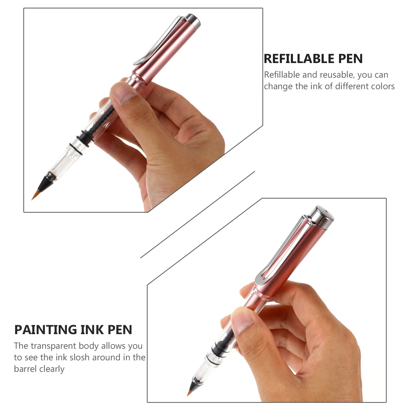 Refillable Brush Pen Steel Nib Transparent Body Nylon Hair For Watercolor Calligraphy Drawing Student Stationery Office Supplies
Refillable Brush Pen Steel Nib Transparent Body Nylon Hair For Watercolor Calligraphy Drawing Student Stationery Office Supplies