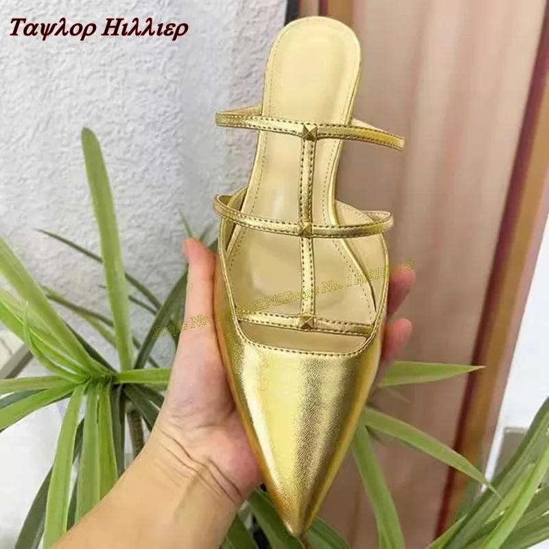 Summer Gold Low-Heeled Slippers Pointed Toe Shallow Mouth Wear Hollow Roman Pumps Fashionable And Comfortable Dress Slippers 40
Summer Gold Low-Heeled Slippers Pointed Toe Shallow Mouth Wear Hollow Roman Pumps Fashionable And Comfortable Dress Slippers 40