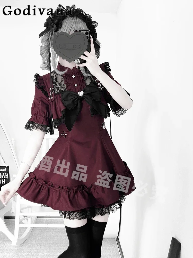Gothic Mass-produced Mine Series Lo Cos Red Dress Sets Summer Women's Cute Bow Lace Short-sleeved Top Shirt + Shorts 2 Piece Set
Gothic Mass-produced Mine Series Lo Cos Red Dress Sets Summer Women's Cute Bow Lace Short-sleeved Top Shirt + Shorts 2 Piece Set