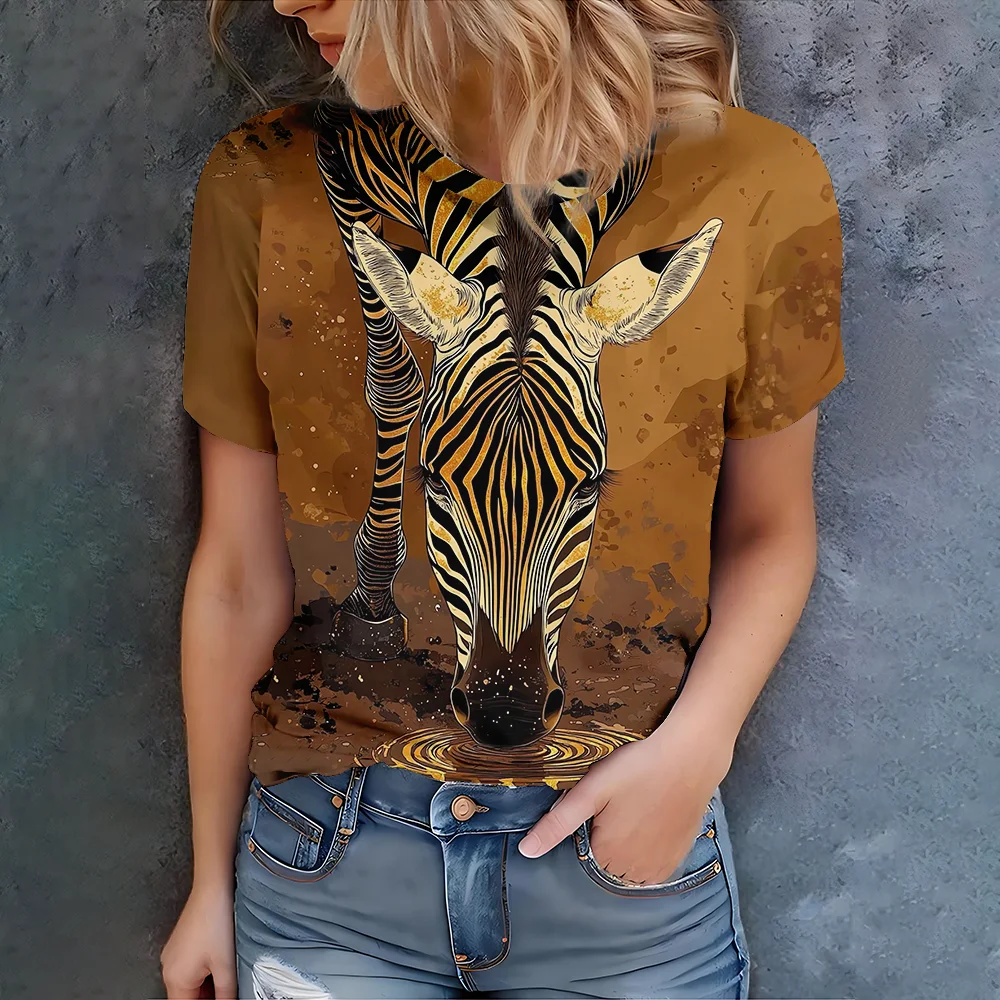 Abstract Zebra Pattern Women's Brown T-shirt - Art Casual Style Summer Round Neck Short Sleeve
Abstract Zebra Pattern Women's Brown T-shirt - Art Casual Style Summer Round Neck Short Sleeve