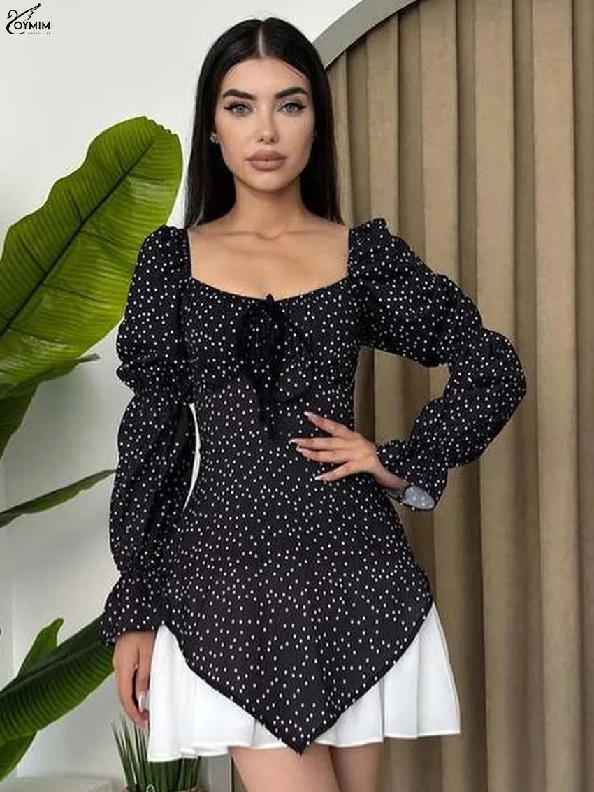 Oymimi Elegant Black Print Womens Dresses Fashion Square Neck Long Sleeve Lace-Up Dresses Casual Open Back Patchwork Mini Dress
Oymimi Elegant Black Print Womens Dresses Fashion Square Neck Long Sleeve Lace-Up Dresses Casual Open Back Patchwork Mini Dress