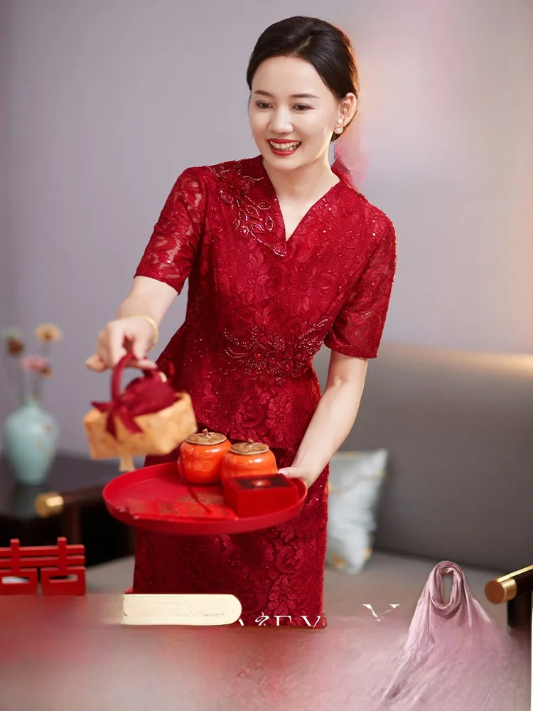 Ele Red Wedding Dr Young Mom Wedding Gown Large Size Summer New Arrival Ele Sle ort Sve Floral Pa...
Ele Red Wedding Dr Young Mom Wedding Gown Large Size Summer New Arrival Ele Sle ort Sve Floral Pa...