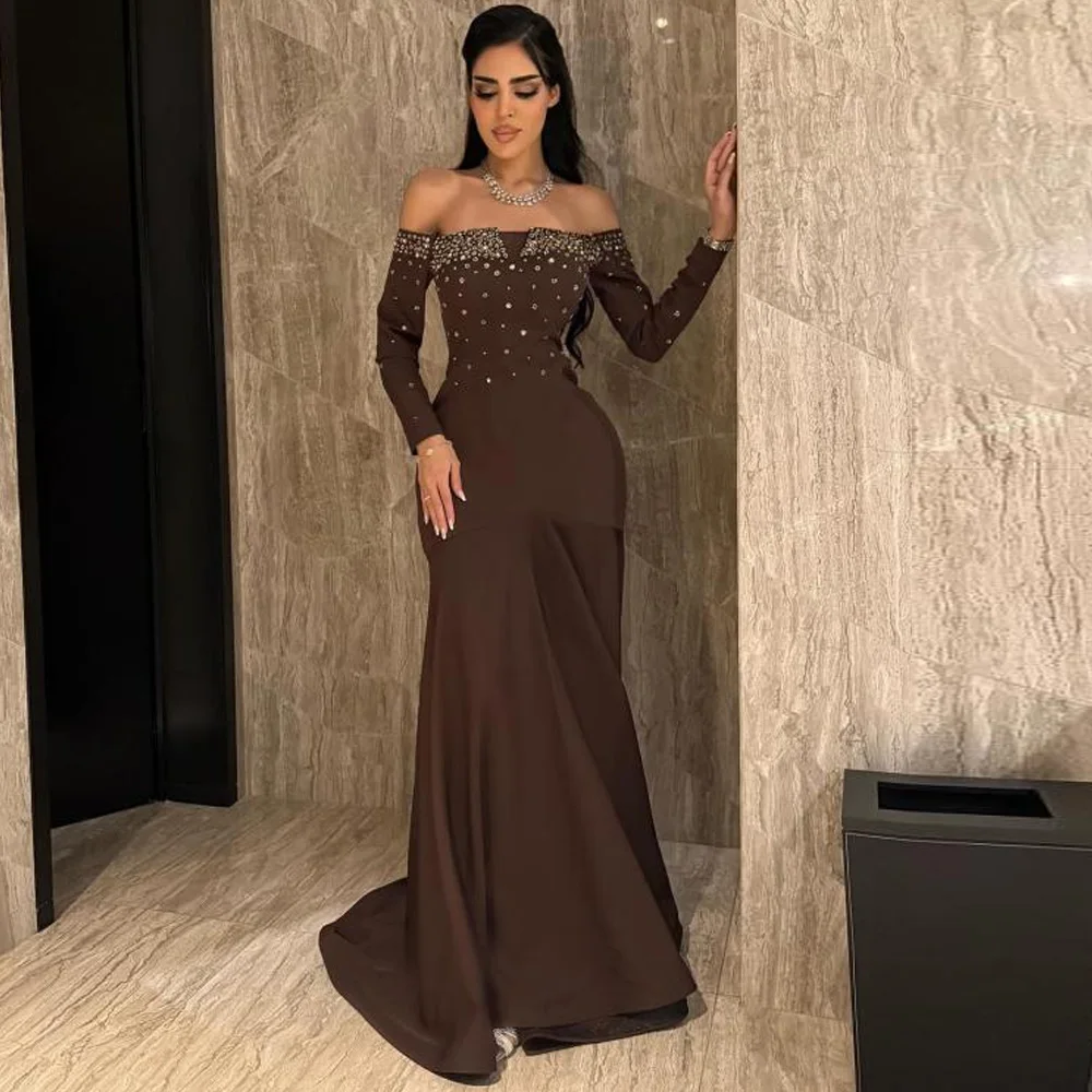 Customized Off the Shoulder Long Sleeves Evening Dress Formal Mermaid Bespoke Occasion Gowns Delicate Crystal Party Dress
Customized Off the Shoulder Long Sleeves Evening Dress Formal Mermaid Bespoke Occasion Gowns Delicate Crystal Party Dress