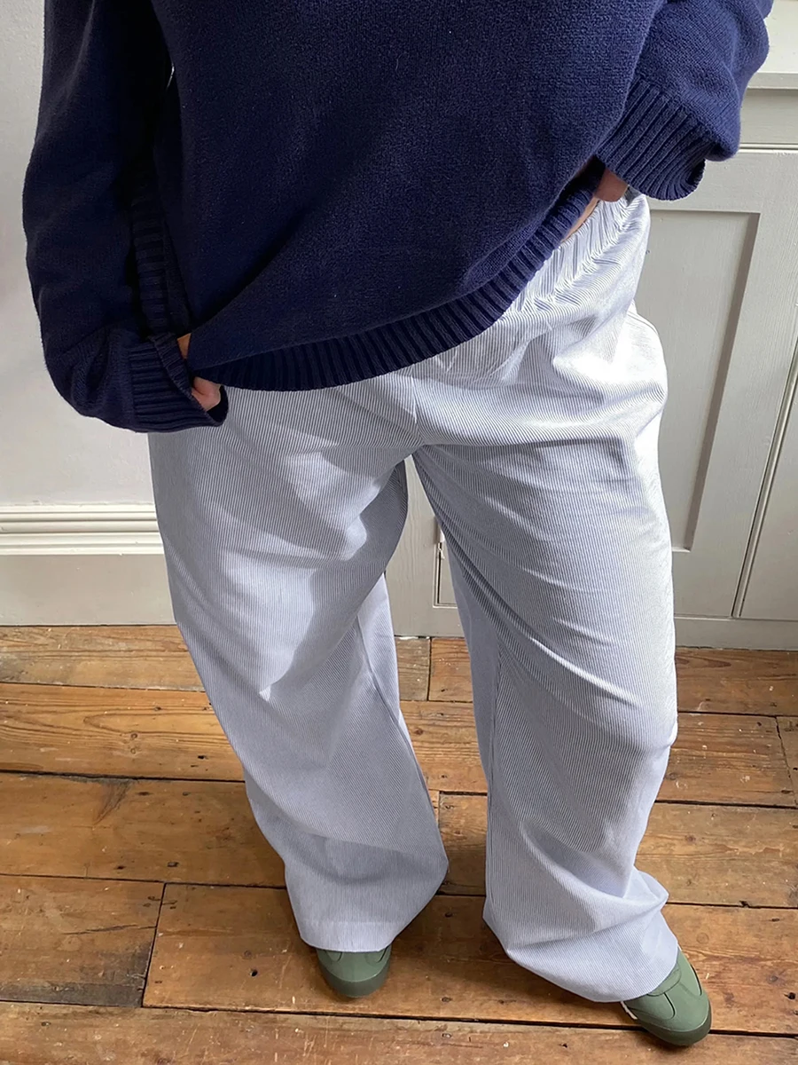 Women'S Striped Casual Straight Pants Elastic Waist Casual Pants Loose Pants Daily Street Clothing
Women'S Striped Casual Straight Pants Elastic Waist Casual Pants Loose Pants Daily Street Clothing