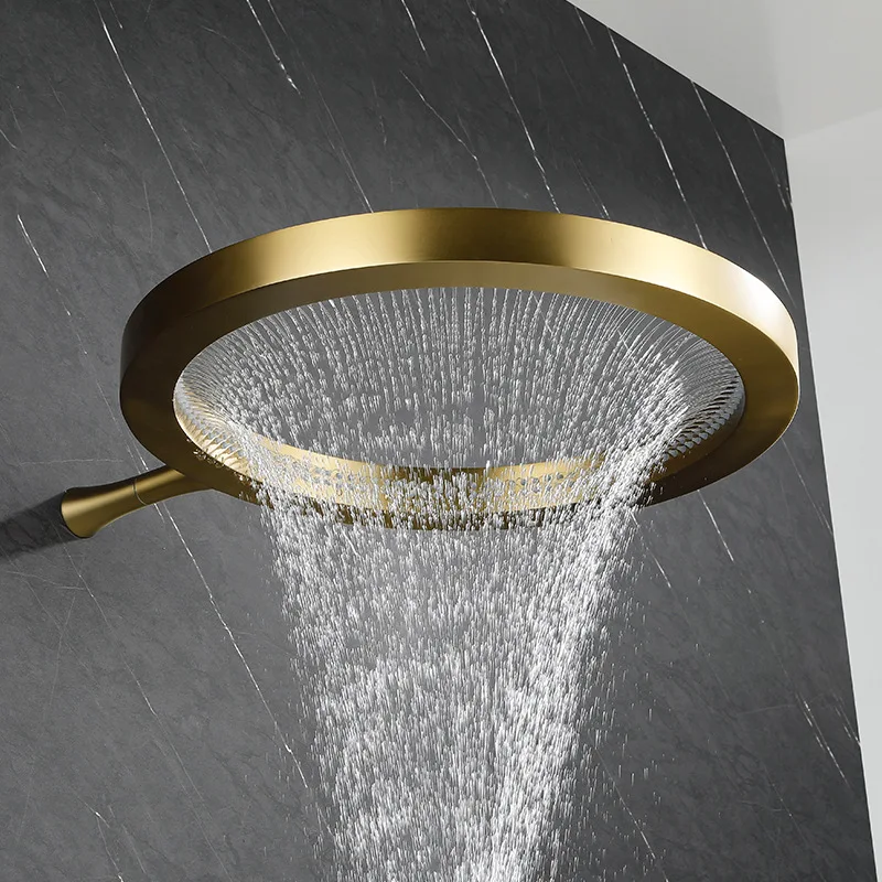 Luxury Shower Head Brush Gold Wall Mounted Brass Air Boost Rainfall Style Shower Faucet Head White Gray
Luxury Shower Head Brush Gold Wall Mounted Brass Air Boost Rainfall Style Shower Faucet Head White Gray