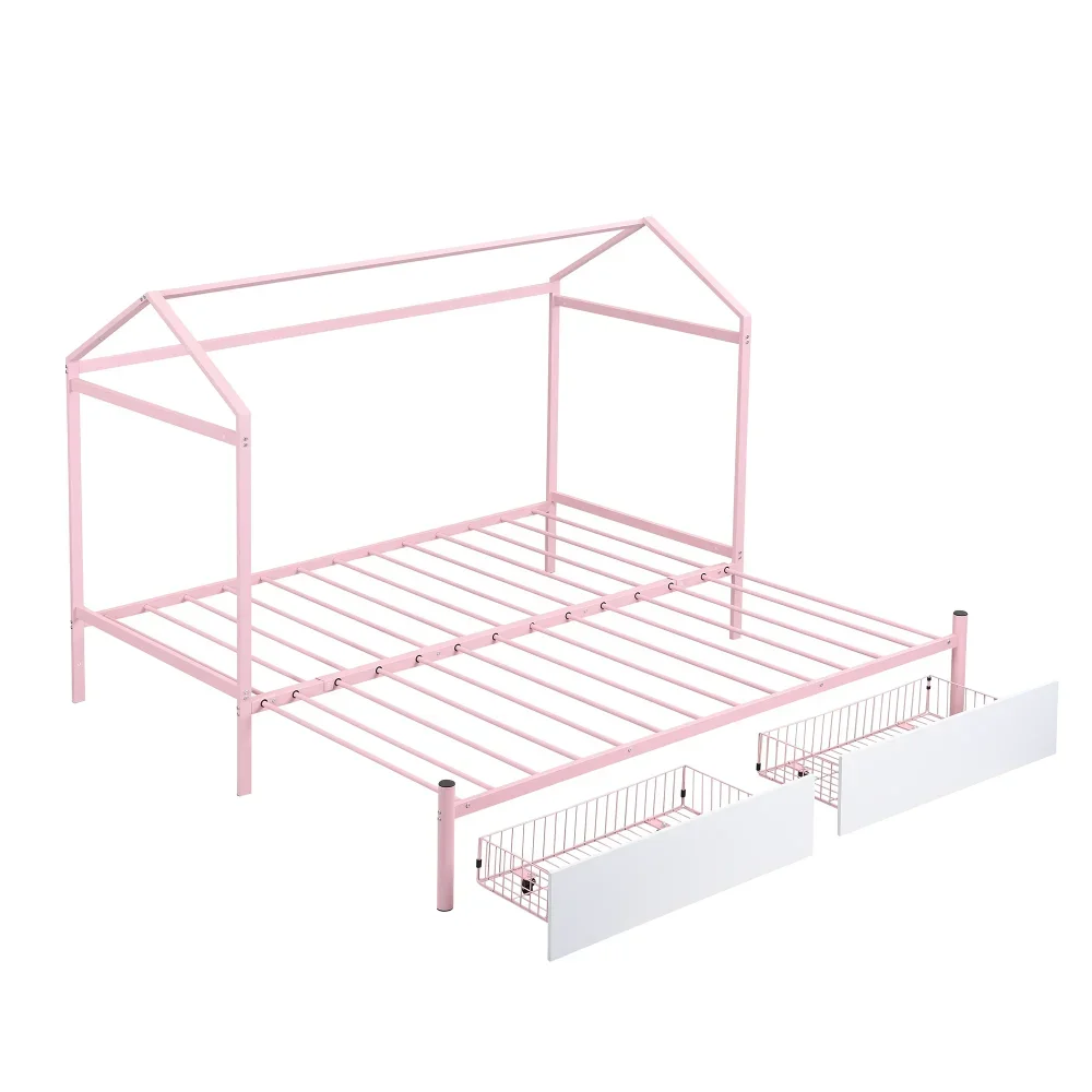 Twin-XL Children Beds, Metal Twin XL to King Size House Platform Bed with Drawers for Kids and Adults
Twin-XL Children Beds, Metal Twin XL to King Size House Platform Bed with Drawers for Kids and Adults