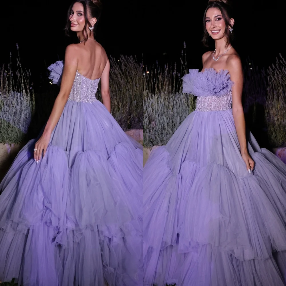 Customized Simple Purple Tulle Evening Dress Modern Strapless Sleeveless Homecoming Dresses Zipper Back Special Occasion Gowns
Customized Simple Purple Tulle Evening Dress Modern Strapless Sleeveless Homecoming Dresses Zipper Back Special Occasion Gowns