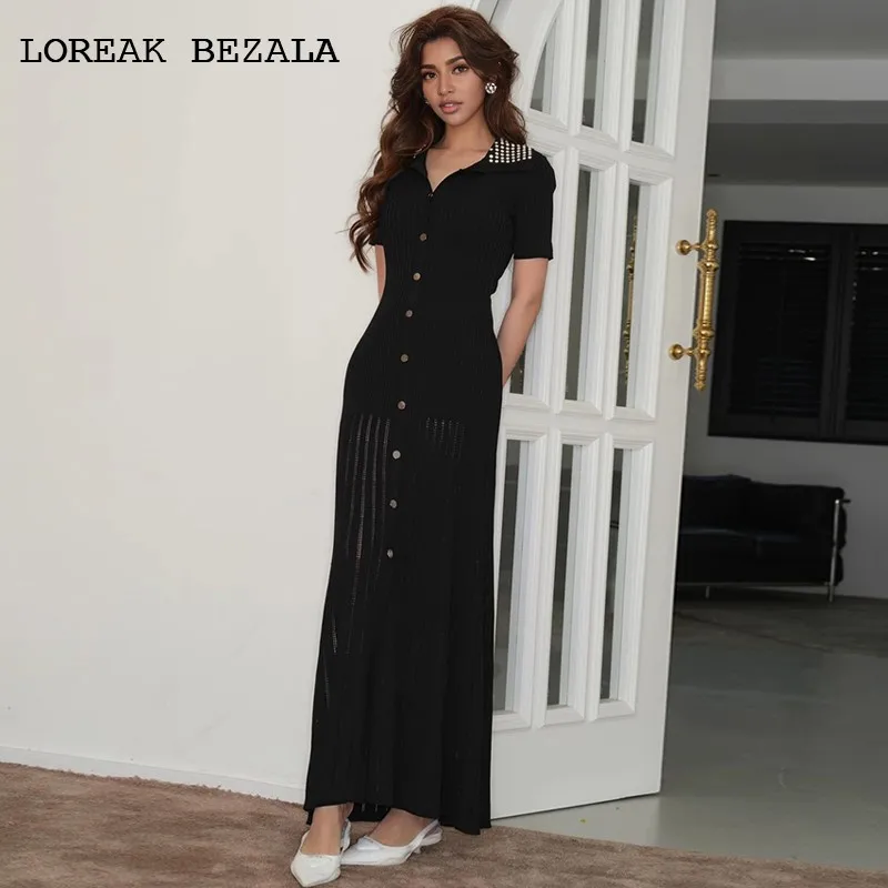 Black Knitted Dress Elastic Long French Socialite With Gold Giamond Embellishment and white Short Sleeved Dress
Black Knitted Dress Elastic Long French Socialite With Gold Giamond Embellishment and white Short Sleeved Dress