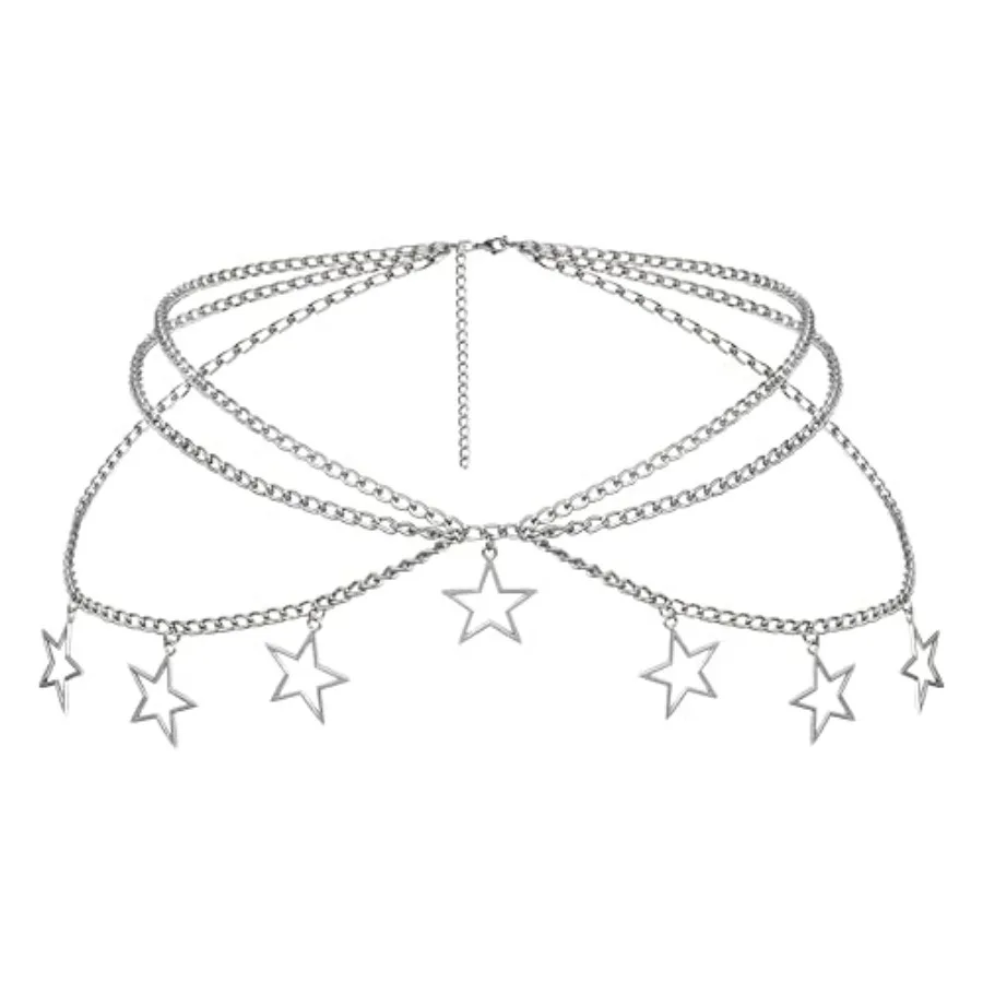 Goth Y2K Star Chain Belt for Women Adjustable Silver-tone Waist Chain, Punk Emo Grunge Aesthetic Body Jewelry
Goth Y2K Star Chain Belt for Women Adjustable Silver-tone Waist Chain, Punk Emo Grunge Aesthetic Body Jewelry