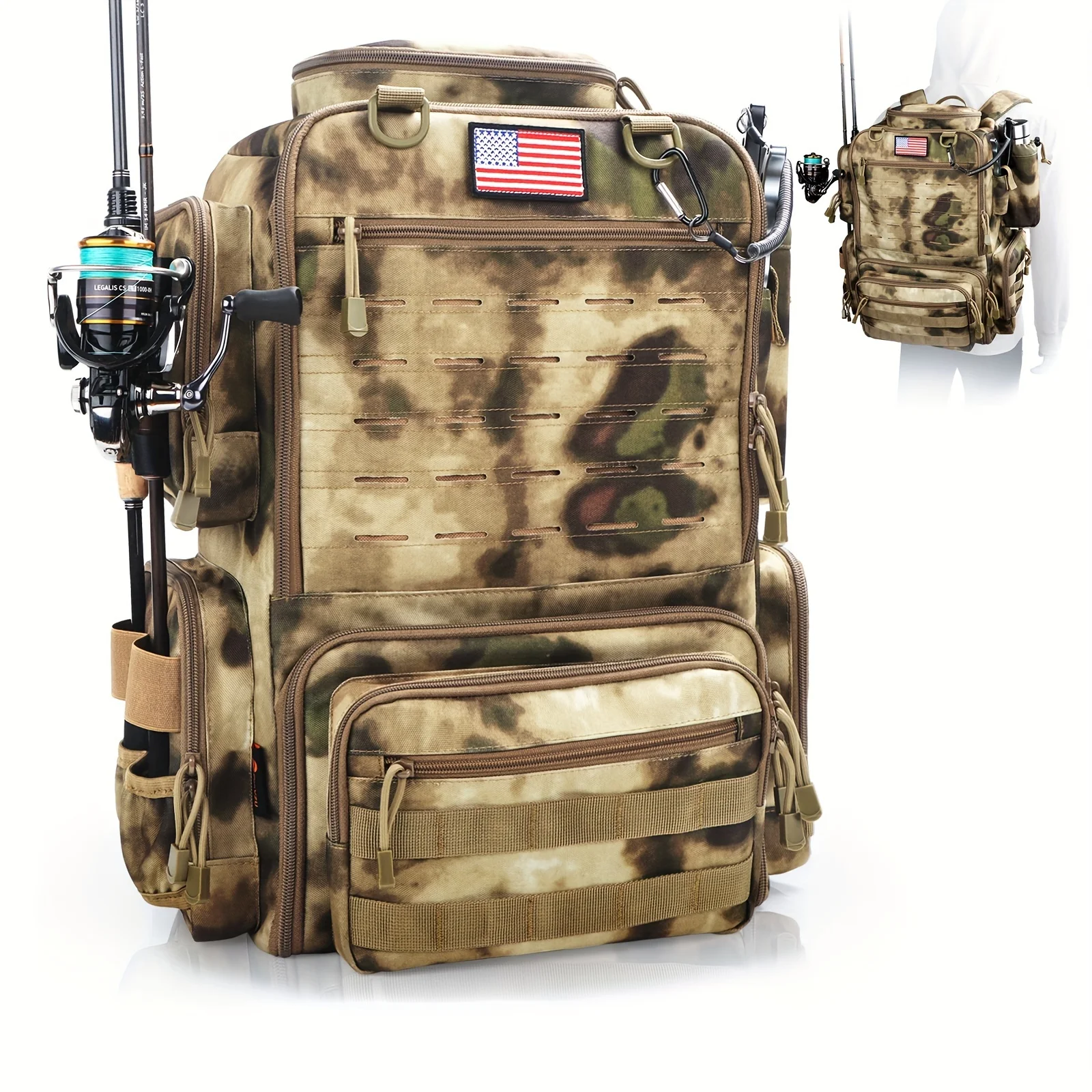 A Spacious 11.89gal Fishing Backpack Featuring Rod Holders, Designed to Keep Your Fishing Equipment Safe from Water, Perfect for Fishing Trips, Camping, And Hiking. an Ideal Gift for Men Who Love Fishing
A Spacious 11.89gal Fishing Backpack Featuring Rod Holders, Designed to Keep Your Fishing Equipment Safe from Water, Perfect for Fishing Trips, Camping, And Hiking. an Ideal Gift for Men Who Love Fishing