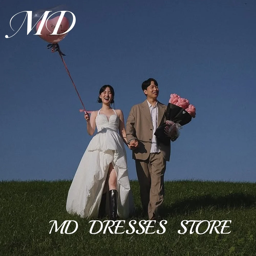 MD Simple Halter A-line Wedding Dresses Sleeveless Korea Photoshoot High-Low Taffeta Corset Customized Bride Gown 2025 웨딩드레스
MD Simple Halter A-line Wedding Dresses Sleeveless Korea Photoshoot High-Low Taffeta Corset Customized Bride Gown 2025 웨딩드레스